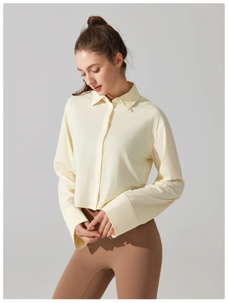 Women's UPF50+ Long Sleeve Yoga Shirt - Quick Dry Sun Protection Top