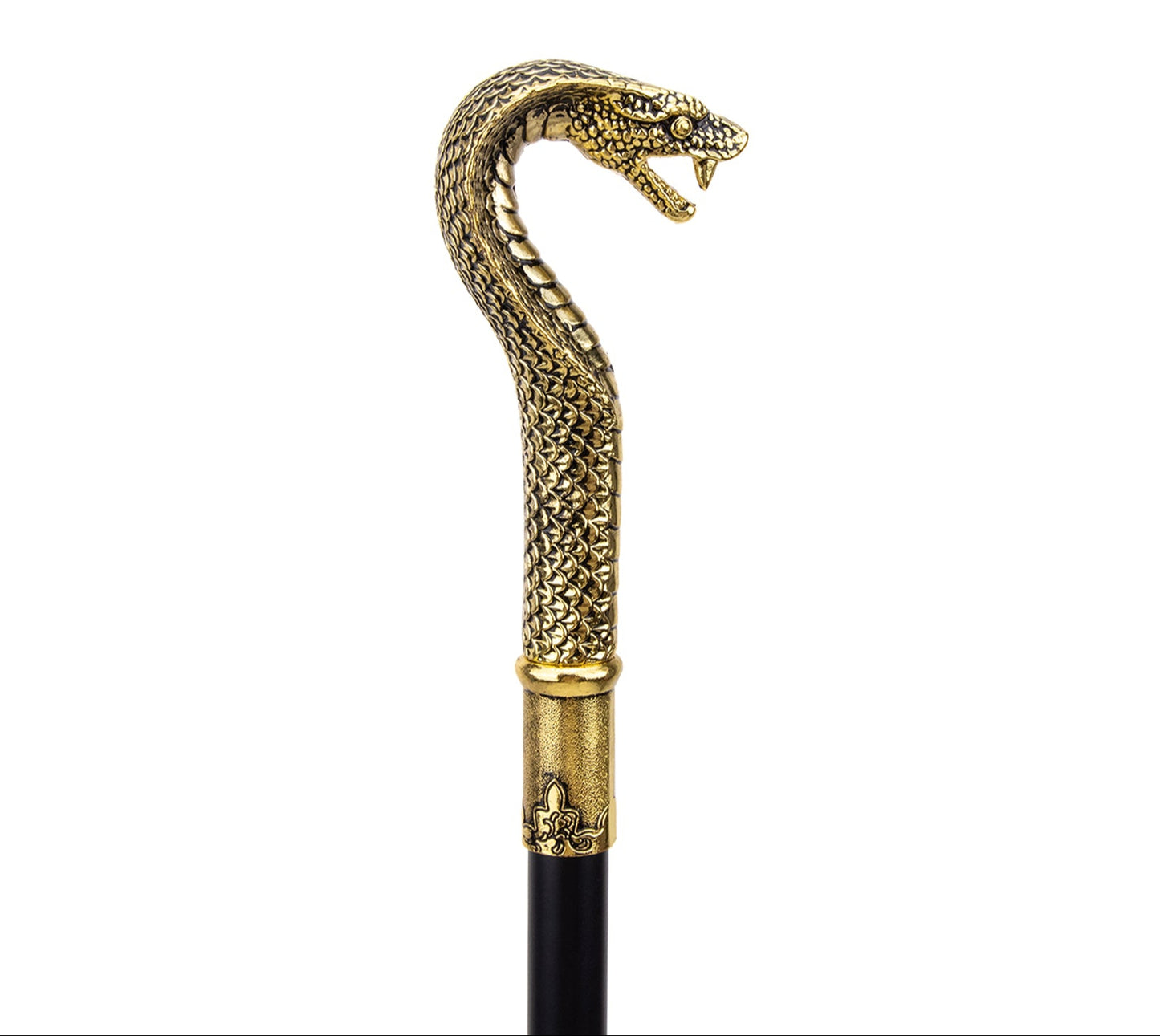 Luxury Snake Handle Walking Stick 93cm - Elegant Gold Black Decorative Cane