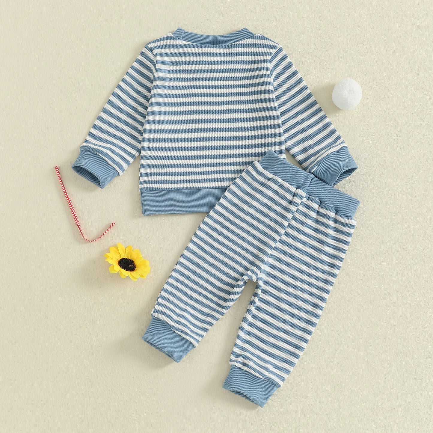 Autumn Winter Baby Boys Sports Clothing Set - Embroidered Striped Sweatshirt & Pants (0-3Y)