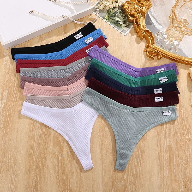 Women's Fruit Embroidery Thongs Cotton T-back Underpants G-string V Waist Underwear Bikini Lingerie
