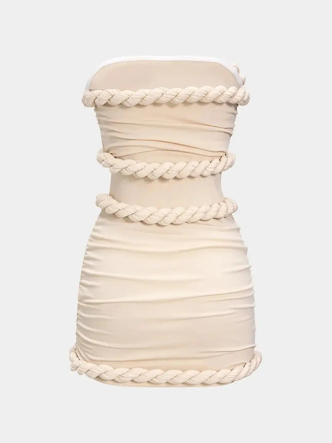 Women's Twist Knot Strapless Mini Dress - White Bandage Summer Party Dress
