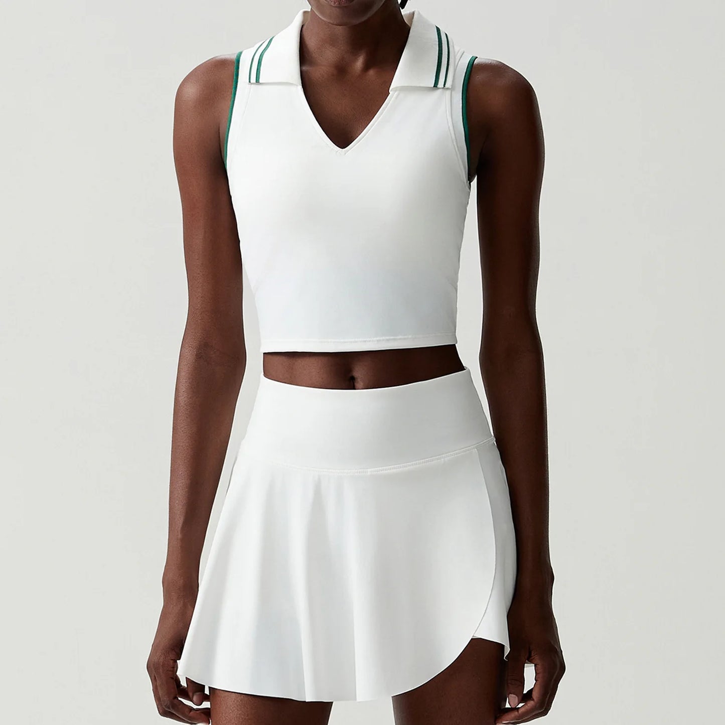Women's Two-Piece Fitness Set with Pocket Tennis Skirt - Complete Workout Outfit