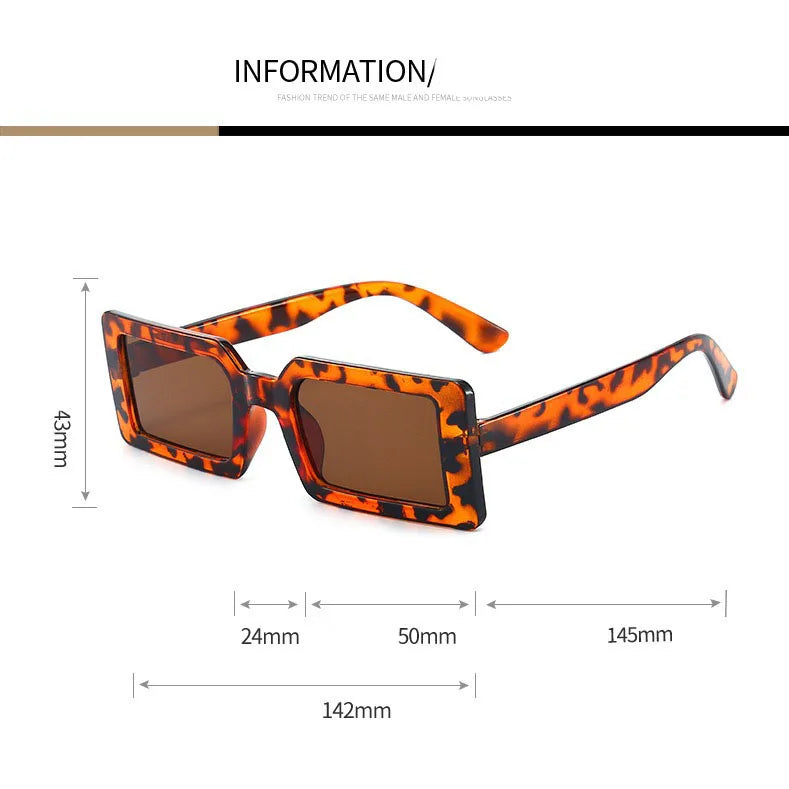 Women's Rectangular Sunglasses - Small Frame Beach Eyewear UV400