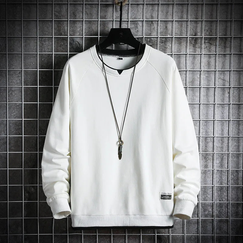 Men's Casual Long Sleeve Round-Neck Patchwork Sweatshirt