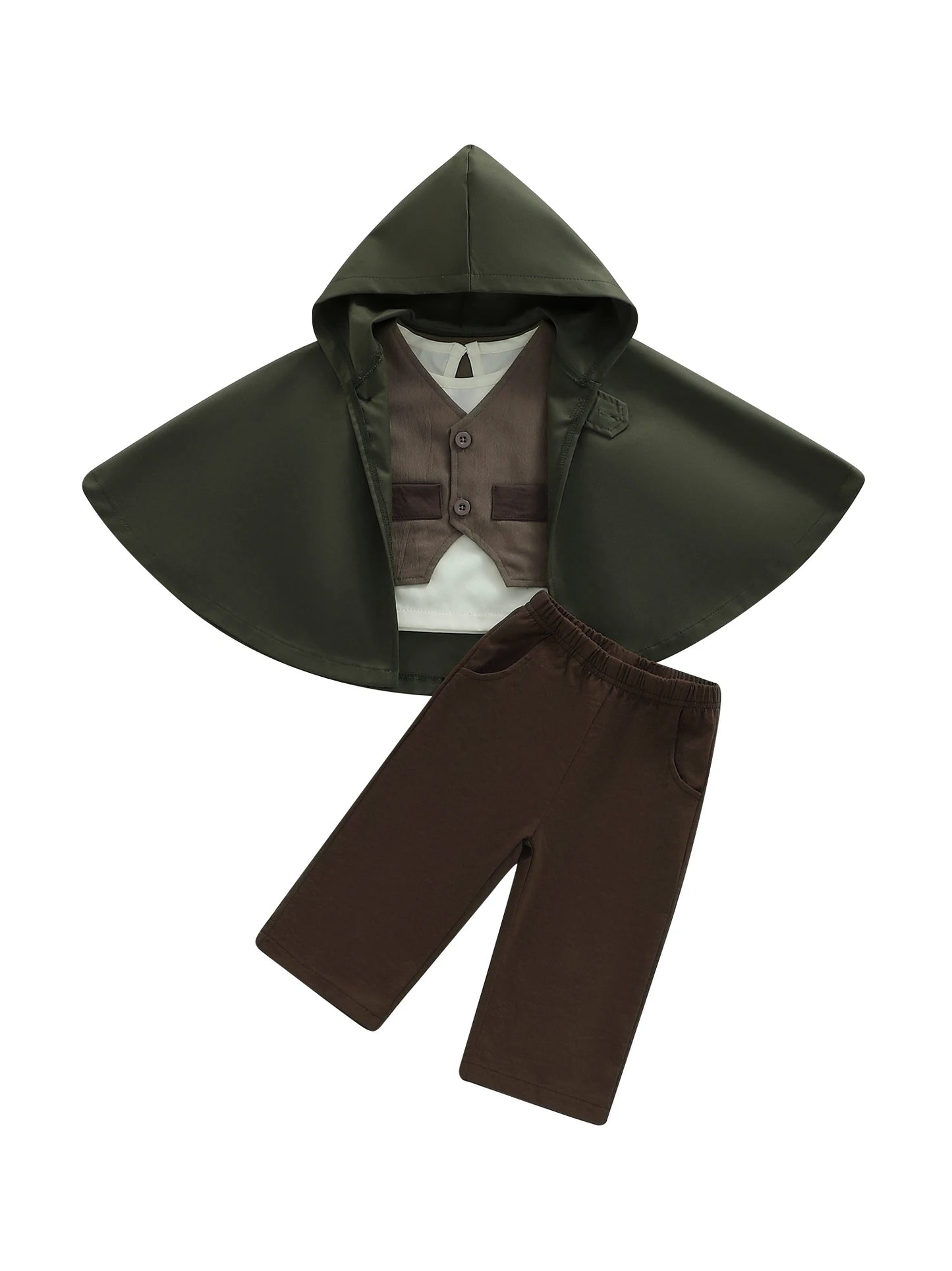 Toddler Boys Fall Winter Gentleman Clothing Set - 4-Piece Outfit with Shirt, Pants, Vest & Cape (0-4Y)