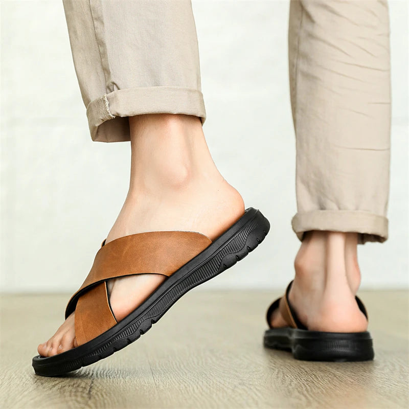 Men's Summer Slides Crossover Slippers Sandals
