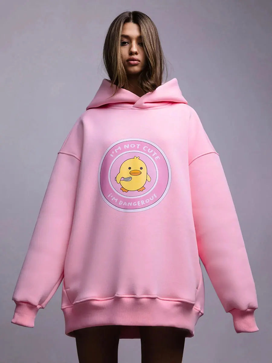 Women's Warm Loose Sports Chic Print Oversized Hoodie