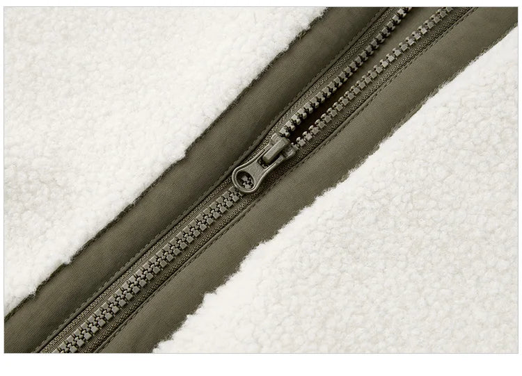 Women's Anti-Static Faux Sherpa Hooded Jacket - Loose Fit Color Block Winter Coat