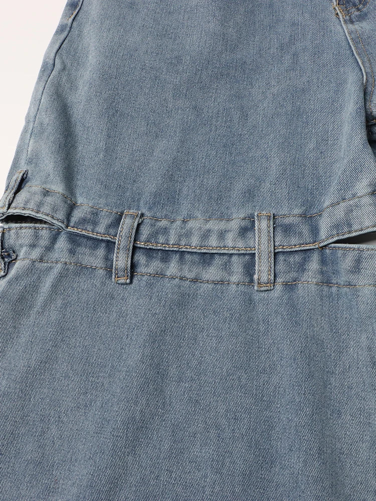 Women's Chic Spliced Zipper High Waist Patchwork Pockets Cut Out Casual Jeans