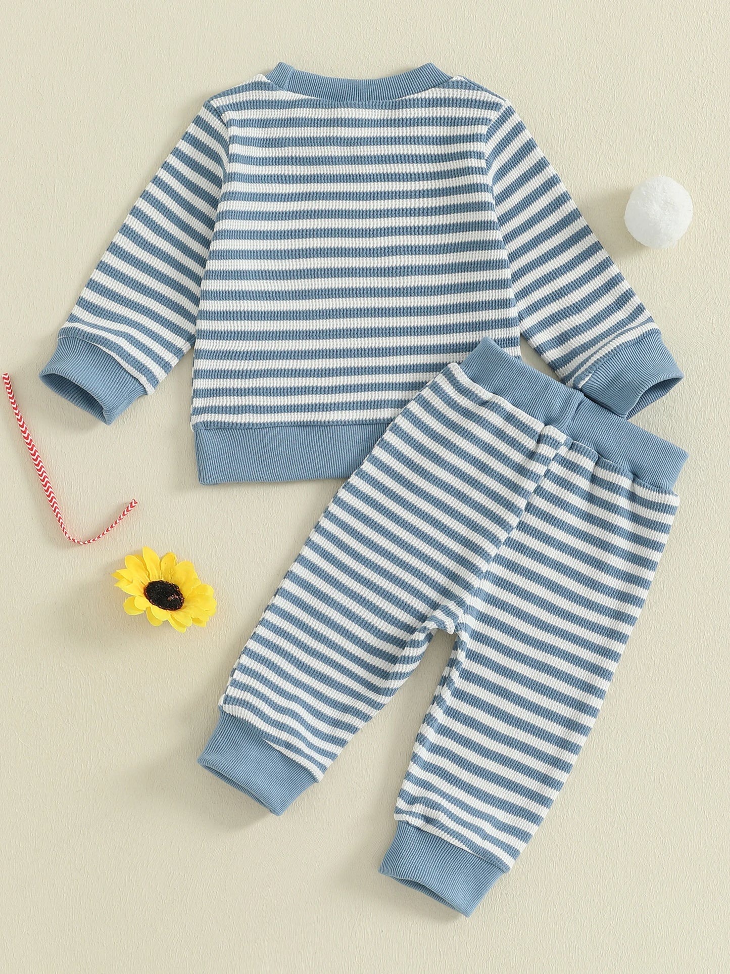 Autumn Winter Baby Boys Sports Clothing Set - Embroidered Striped Sweatshirt & Pants (0-3Y)