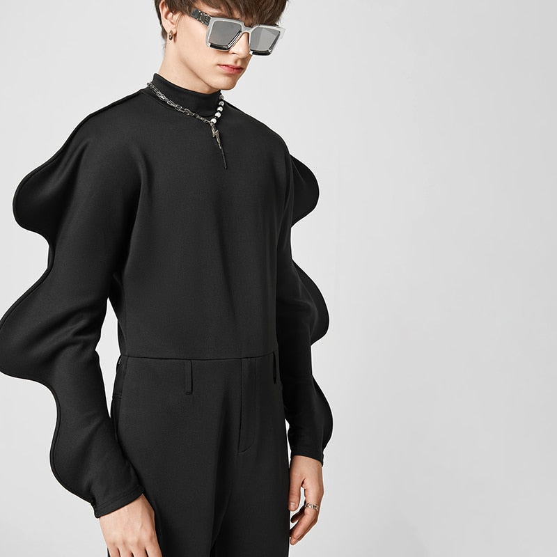 Men's Turtleneck Long Gigot-sleeve Irregular Playsuits S-5XL
