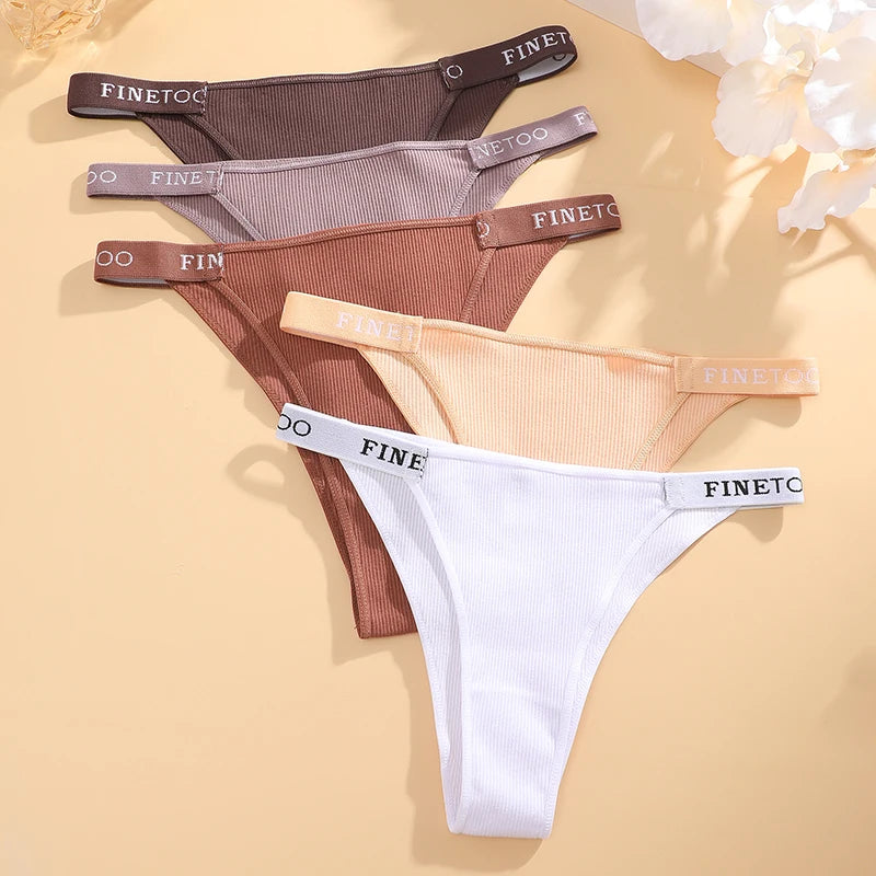 4-Pack Cotton Letter Belt Underwear - Women's Low-Waist Breathable Briefs