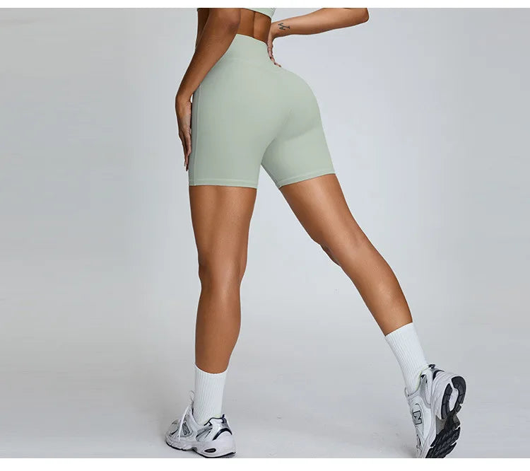 Women's Seamless Buttock Lift Sports Shorts  Running Scrunch Workout Yoga High Waist Gym Shorts