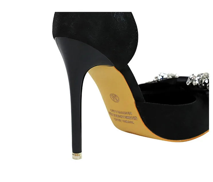 Women's Rhinestone Bow High Heels Stilettos Shoes