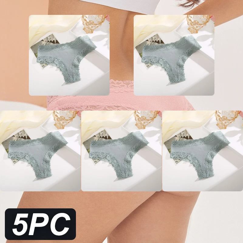 Women's Cotton Brazilian Briefs Set - 5 Pack Lace Underwear