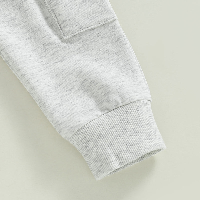 Valentine's Day Baby Boys Summer Outfit Set - Letter Print Grey T-Shirt & Pocket Pants (0-4Y)