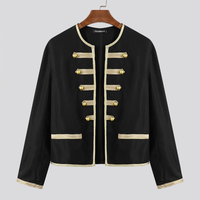 Men Round Neck Long Sleeve Vintage Jacket S-5XL