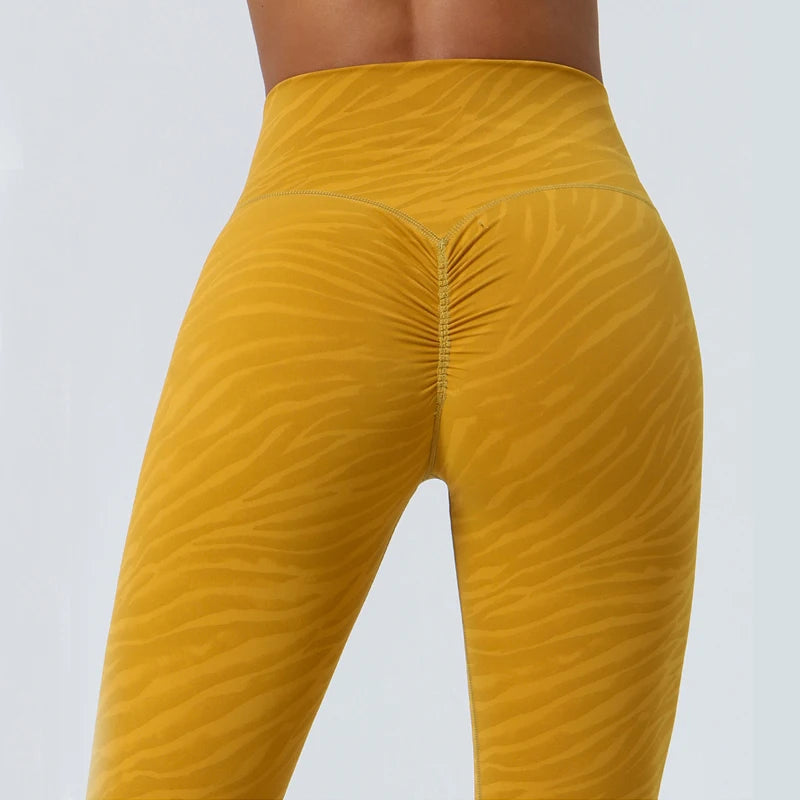 Women's High Waist Yoga Pants Buttery Soft Zebra Stripe Printed Sports Leggings Breathable Workout Running Tights Sportswear