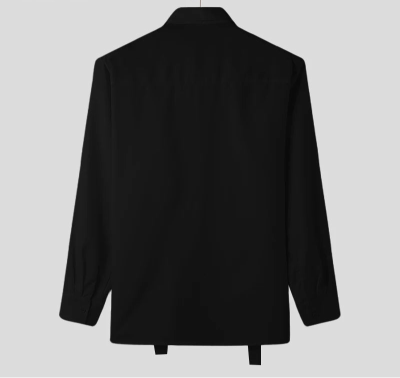Men's Summer Spring Lace-Up Long Sleeve Oversized Casual Shirt