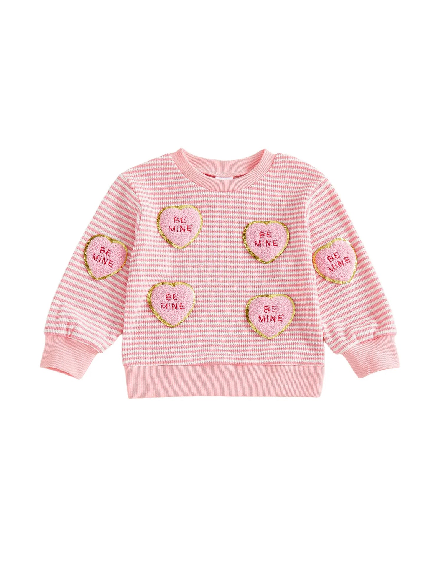 Toddler Girls Valentine's Day Sweatshirt with Heart Embroidery (0-4Y)