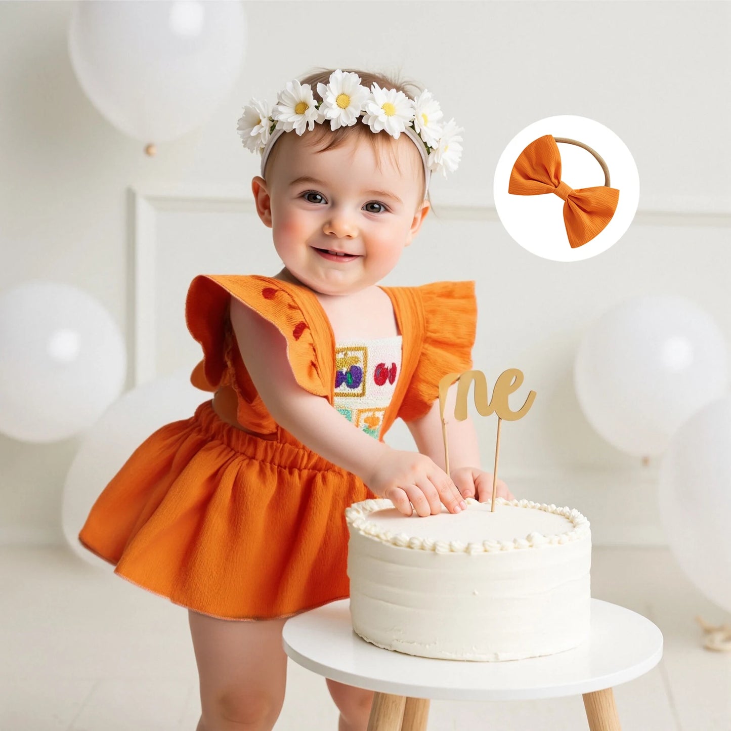 0-18M 2pcs Baby Girls Rompers Dress Cherry Embroidery Ruffles Fly Sleeve Skirt Hem Jumpsuits with Headband
