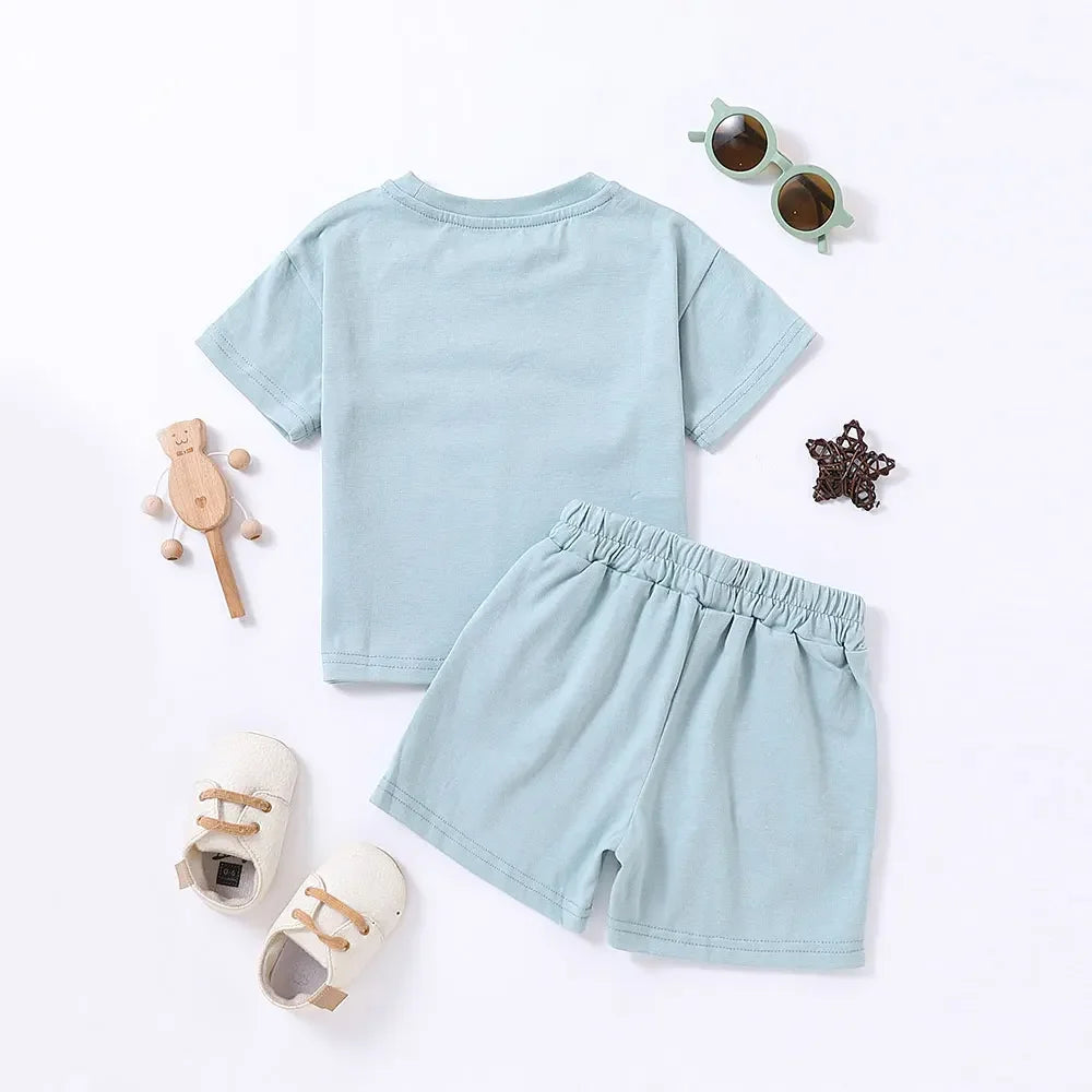 2PCS Children's Cotton Short Sleeve Set