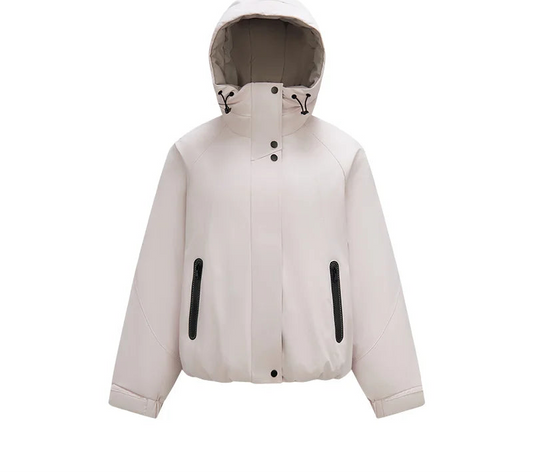 Lightweight Loose Fit Colorblock Hooded Down Jacket - Winter Casual Street Style