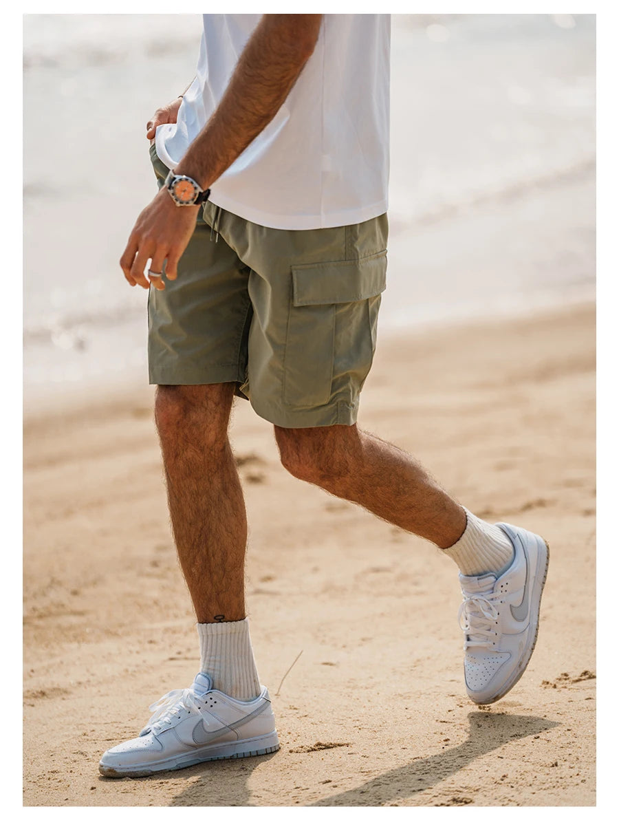 Men's Oversize Lightweight 190g Quick Dry Fabric Cargo Drawstring Shorts