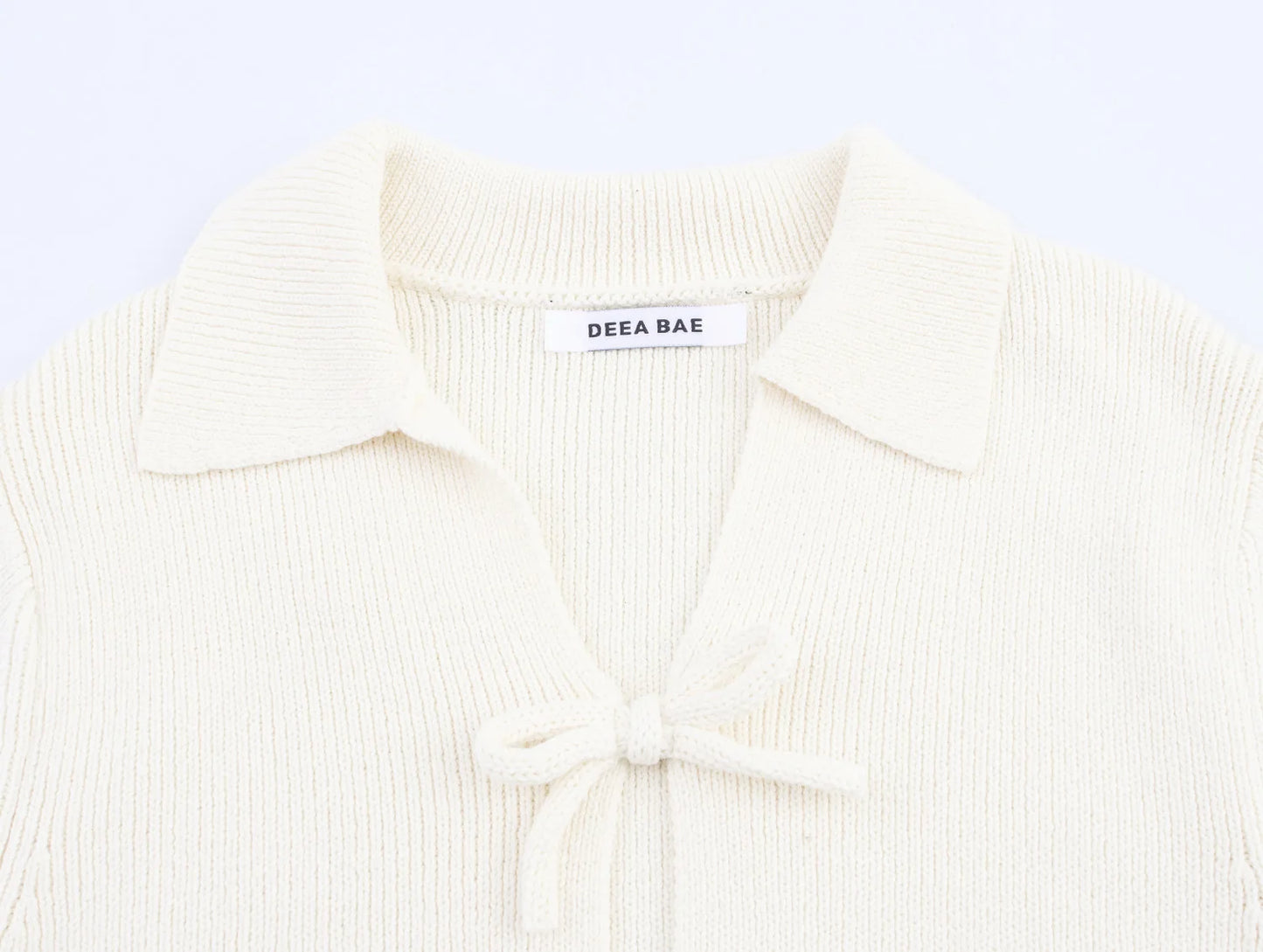 Women's Summer Bow Decoration Knitted Short Sleeved Round Neck Top T-shirt