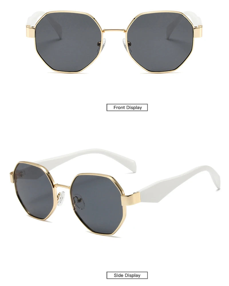 Trendy Polygonal Metal Frame Sunglasses - Women's Retro UV400 Protection