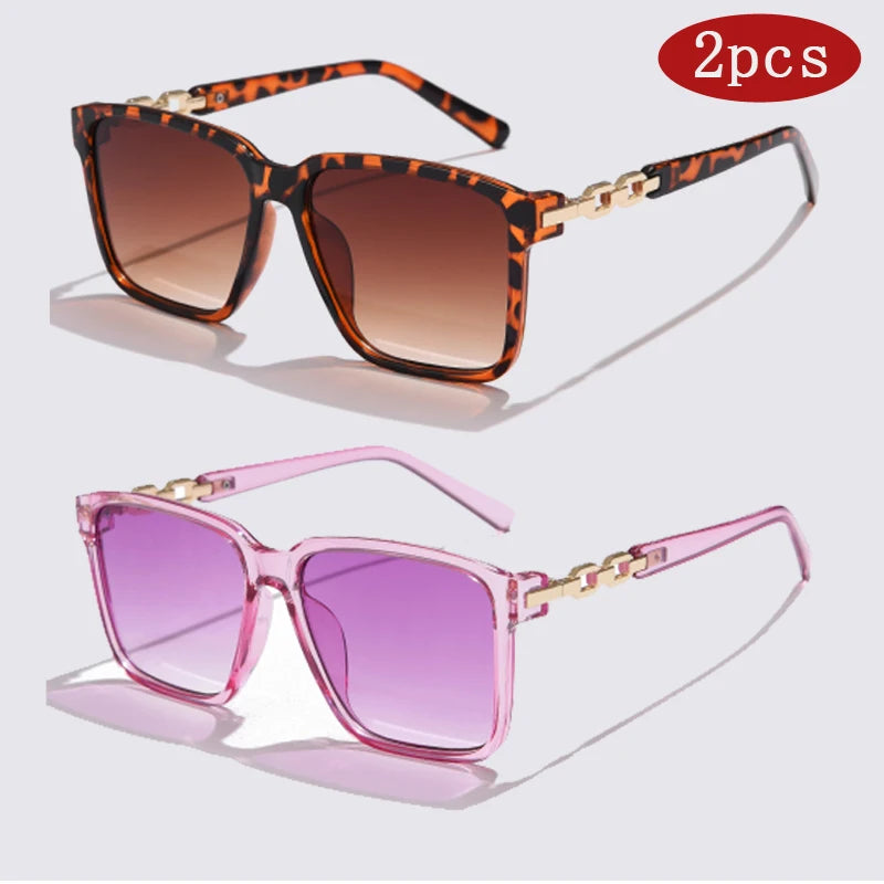 Women's 2pcs Big Frame Square Sunglasses