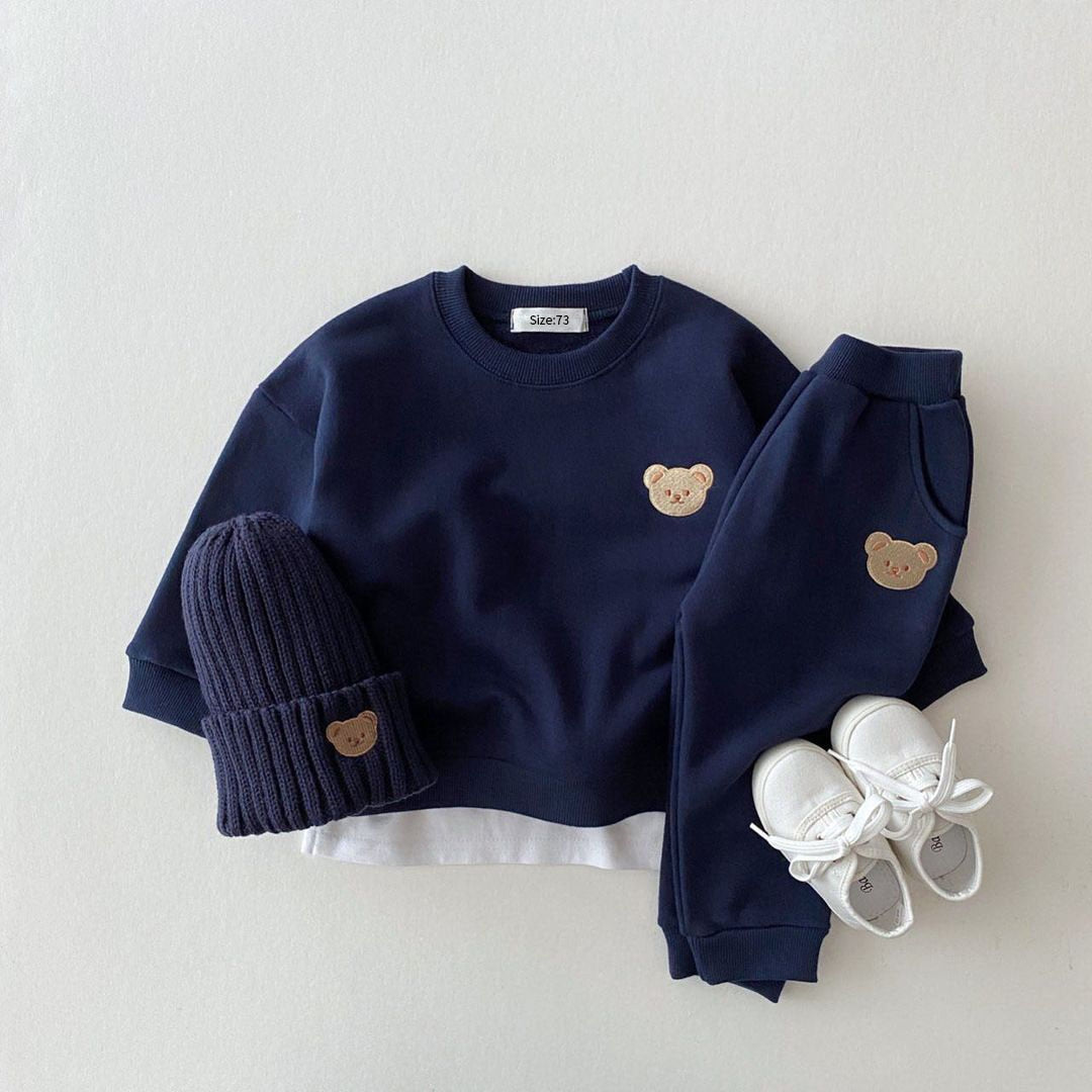 Children's, Toddler, Baby Sports Bear Sweatshirt Pants 2Pcs Outfits Set