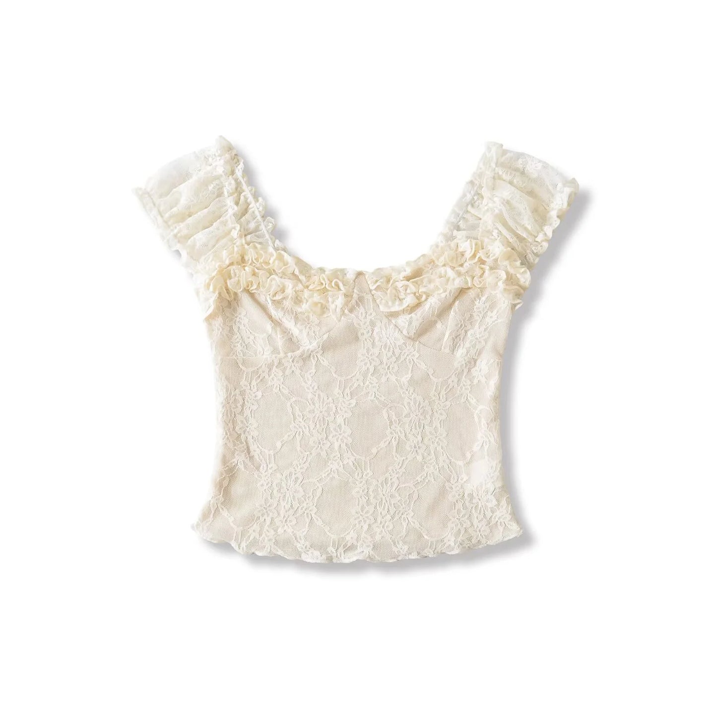 Women's Off Shoulder Lace T-Shirt with Square Neckline