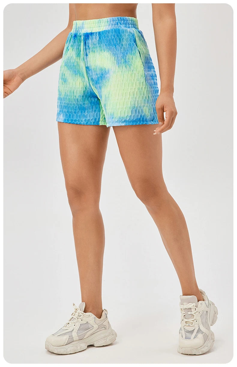 Women's Fitness Yoga Shorts Super Stretch Tie-Dye Outdoor Running Shorts Breathable Quick Dry Sportswear Workout Shorts