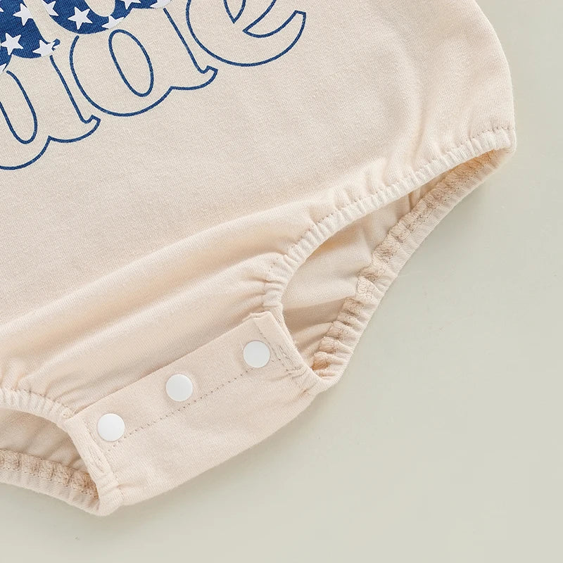 0-18M Summer Baby Boys Girls Romper Short Sleeve Crew Neck Letters Star Print Jumpsuit