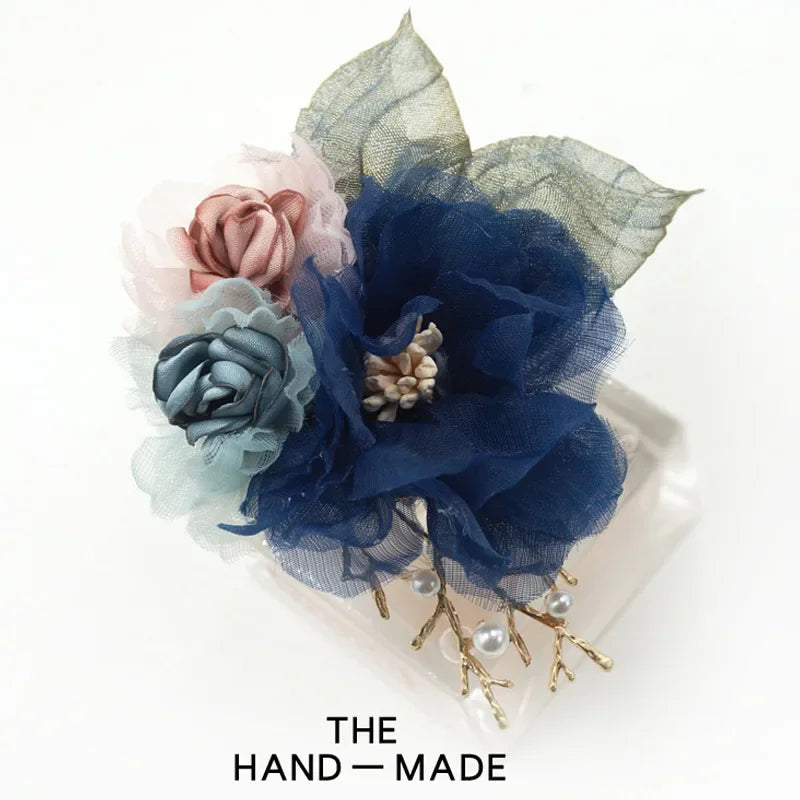 Elegant Cloth Art Flower Brooch - Classic Suit Accessory for Women