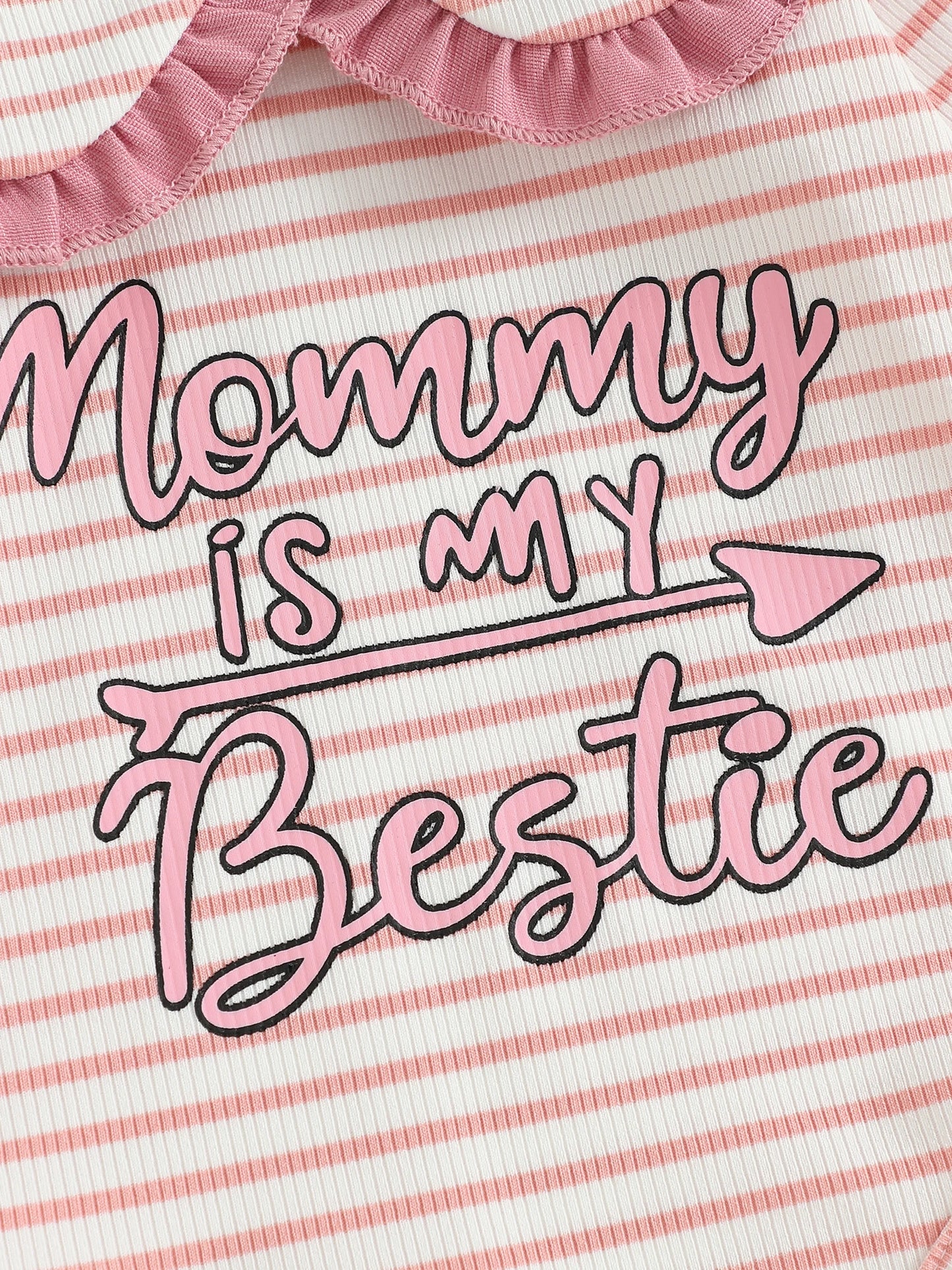 Baby Girls Striped Outfit Set - 3-Piece Long Sleeve Doll Collar Jumpsuit, Flared Pants & Headband (0-18M)