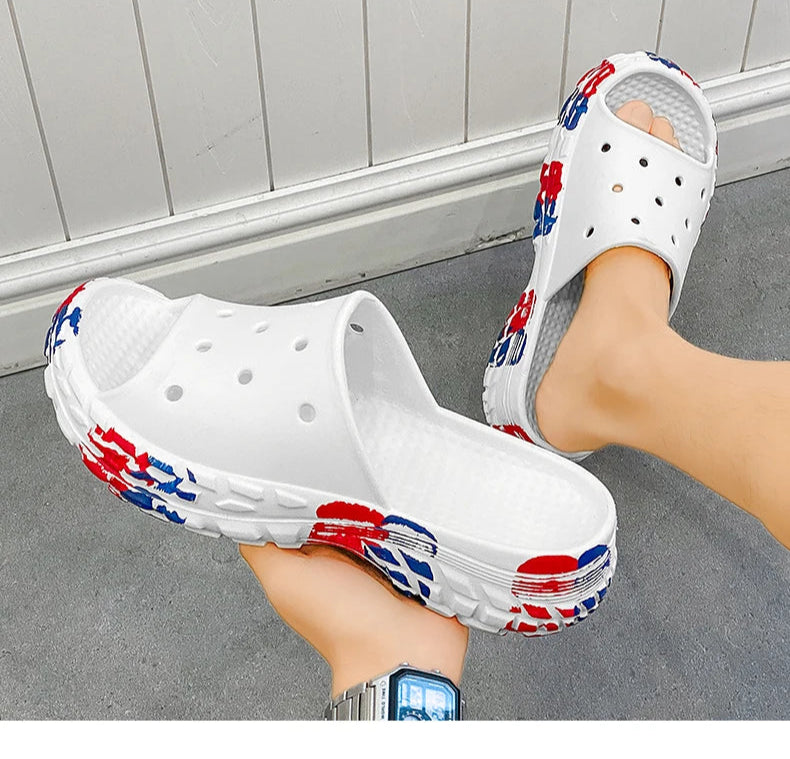 Men's Summer Slippers Slides Non-slip Casual Beach Sandals Platform Comfortable Clogs