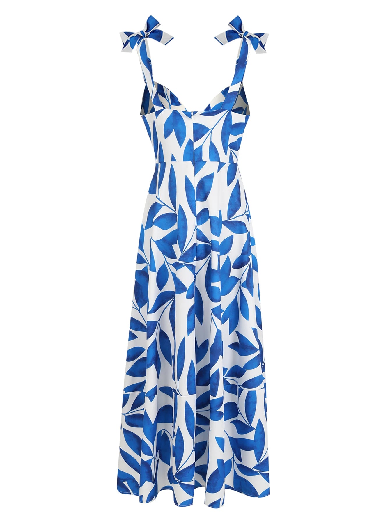 Women's Floral Printed Elegant Sleeveless Long Lace Up Robe Summer Bodycon Dress