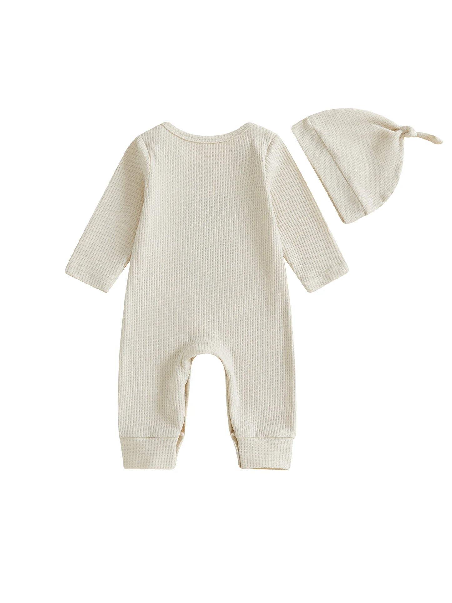 Newborn Baby Football Romper with Hat - Letter Embroidery Long Sleeve Full Length Jumpsuit