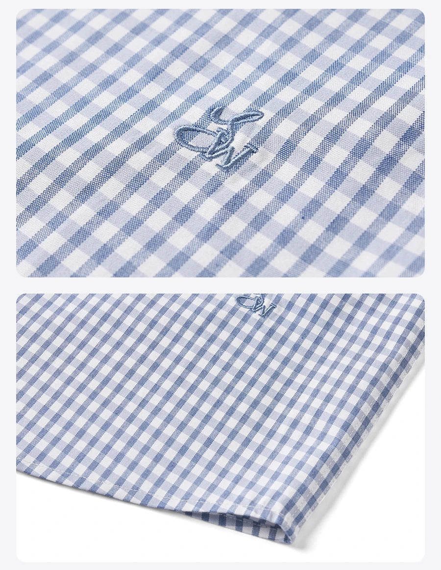 Men's Spring Oversize 170gsm Liquid Ammonia Finish 100% Cotton Fabric Checked Plaid Casual Shirt