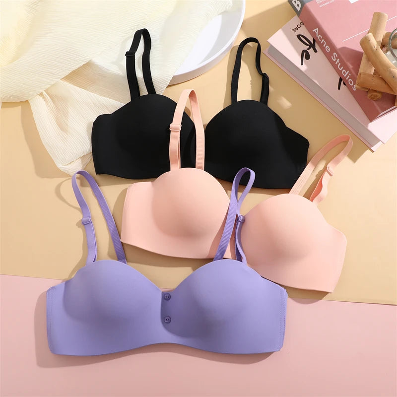Women's Seamless Bra Wireless Adjustable Push Up Brassiere Comfort Soft Underwear Lingerie