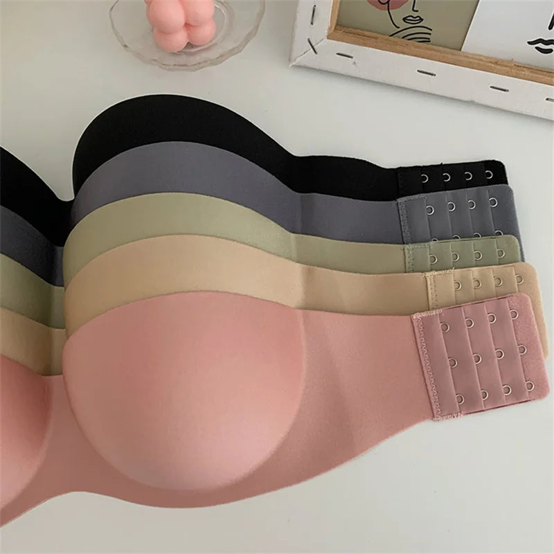 Women's Strapless Bras Wireless Bralette Soft Underwear Seamless Bras Invisible Bra With 2pcs Straps