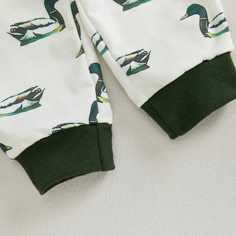 0-3Y Autumn Casual Baby Boys Clothes Sets Animal Duck Print Long Sleeve Sweatshirt Long Pants Outfit