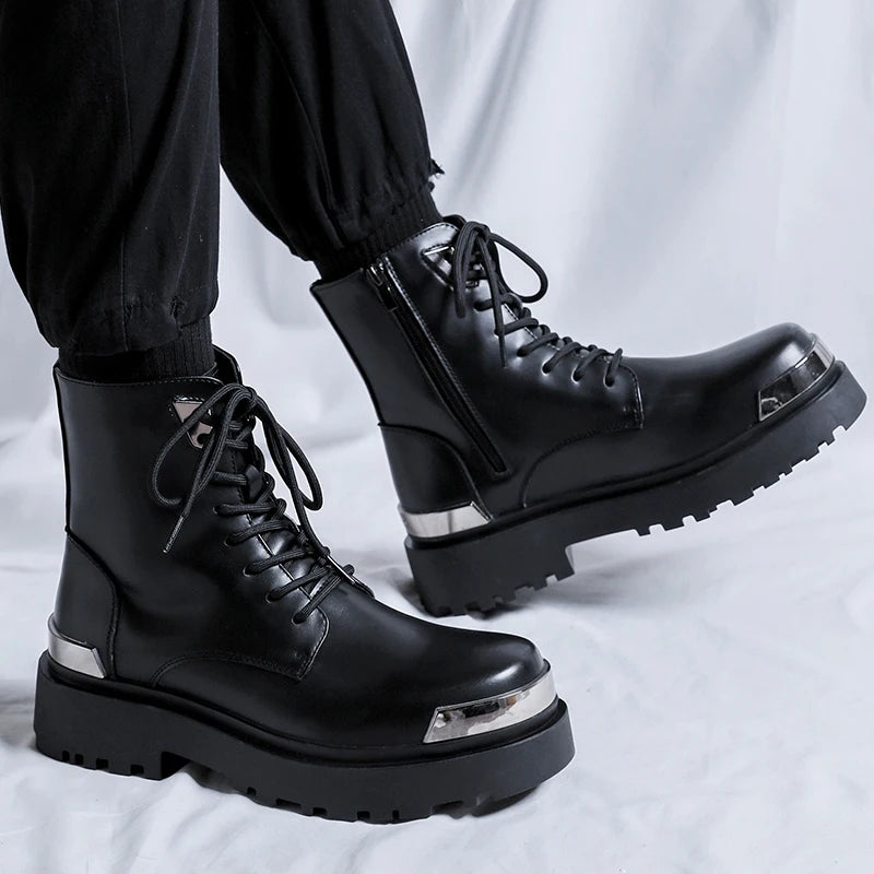 Men's Platform Casual Business Genuine Leather Ankle Boots