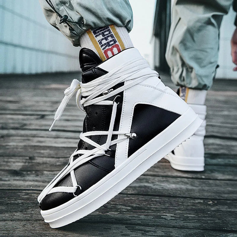 Men's Casual High-top Sports Strap Design Sneakers