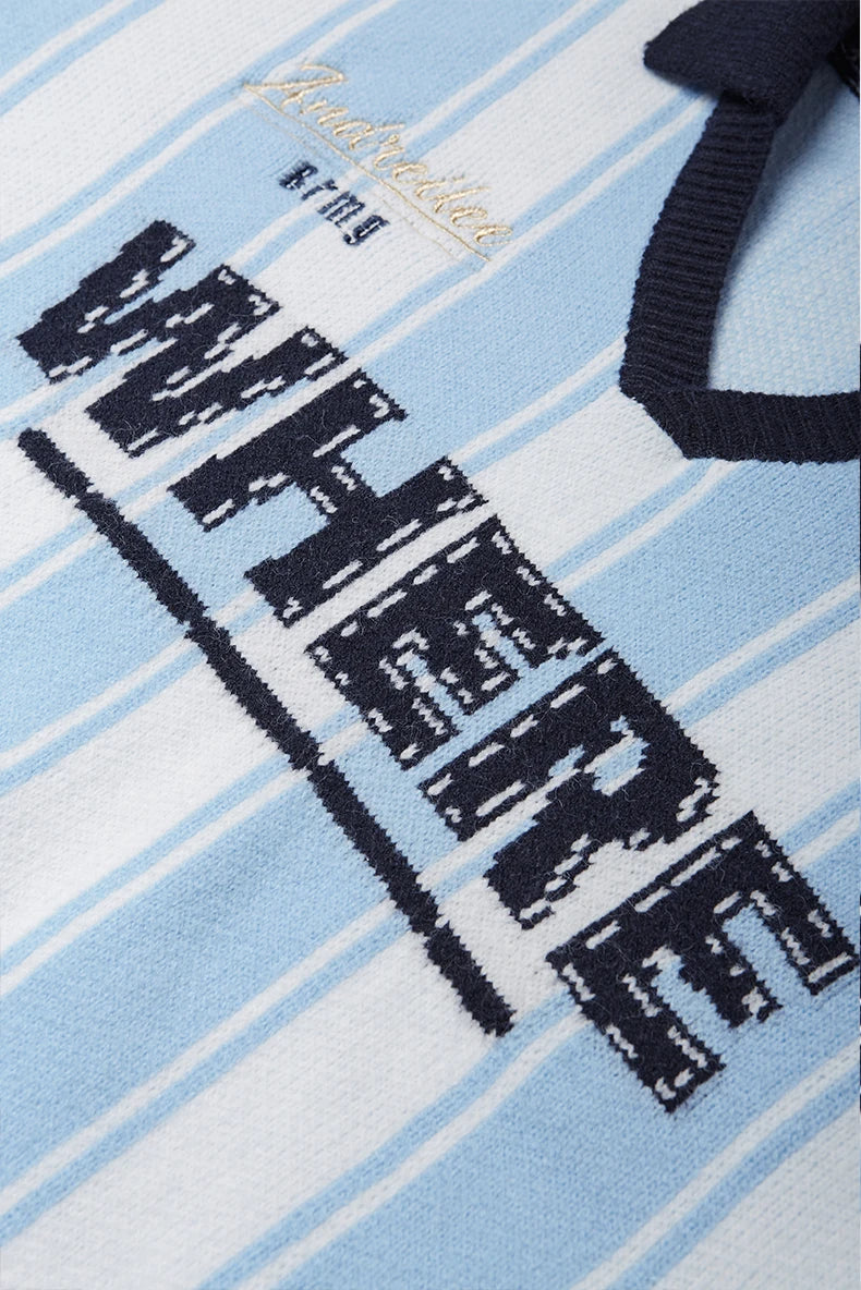 Unisex Vertical Stripe Cozy Retro Sporty Loose Colorblock Knit Pullover Top Sweater