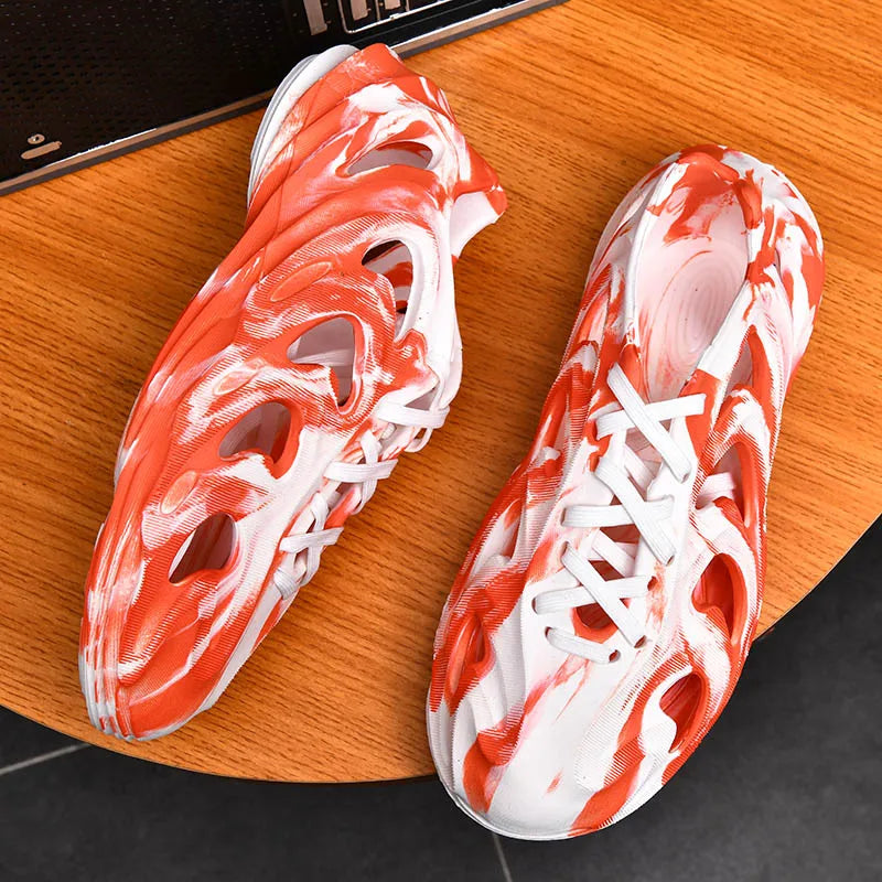 Men's Slippers Camouflage Design Platform Sandals Lace Up Beach Slippers Casual Outdoor Crocs Clogs