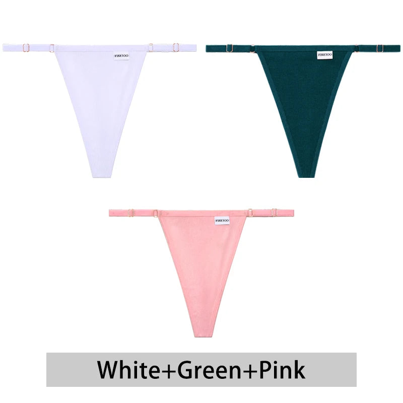 Women's Cotton Thong Set - 3 Pack Low-Rise Bikini Panties