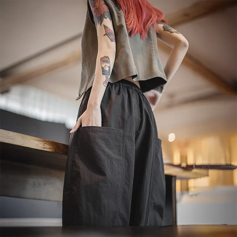 Women's Wide Leg Palazzo Pants - Lightweight Casual Streetwear Trousers